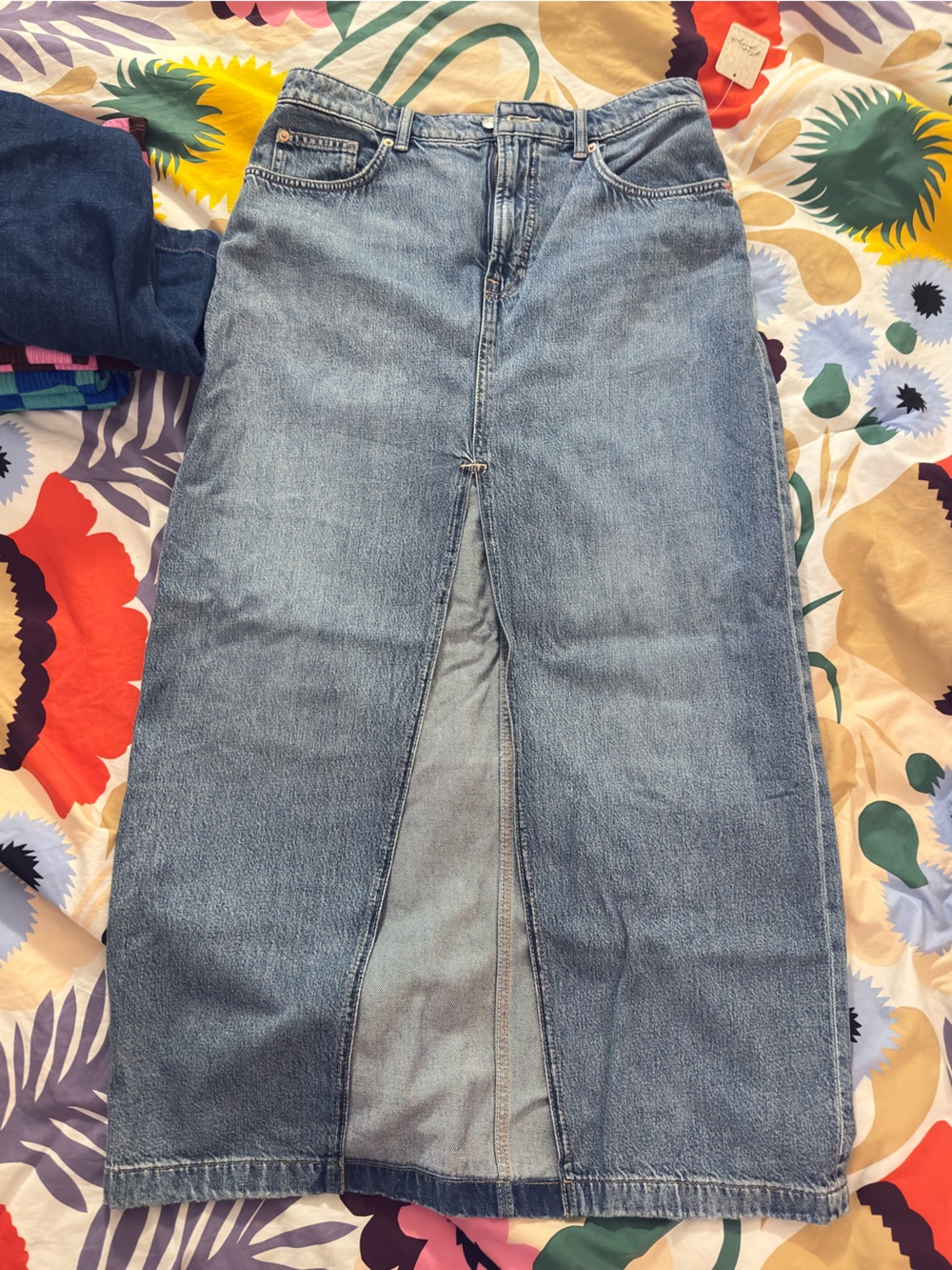 NWT Free People Nothing Better Denim Maxi skirt, Size 31